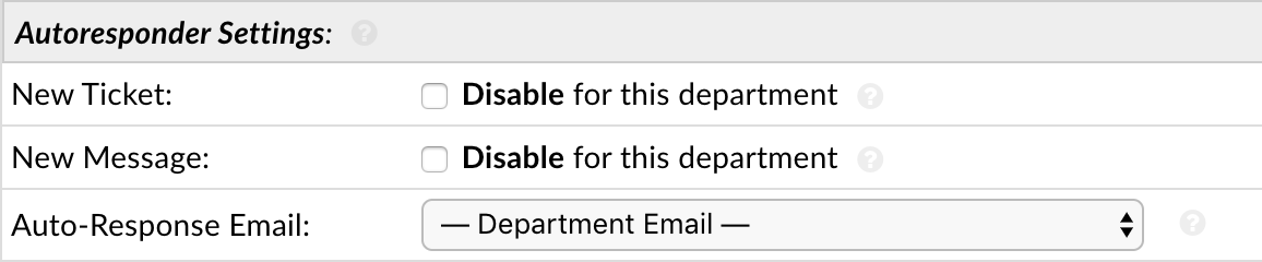 Set Department’s Autoresponse Email