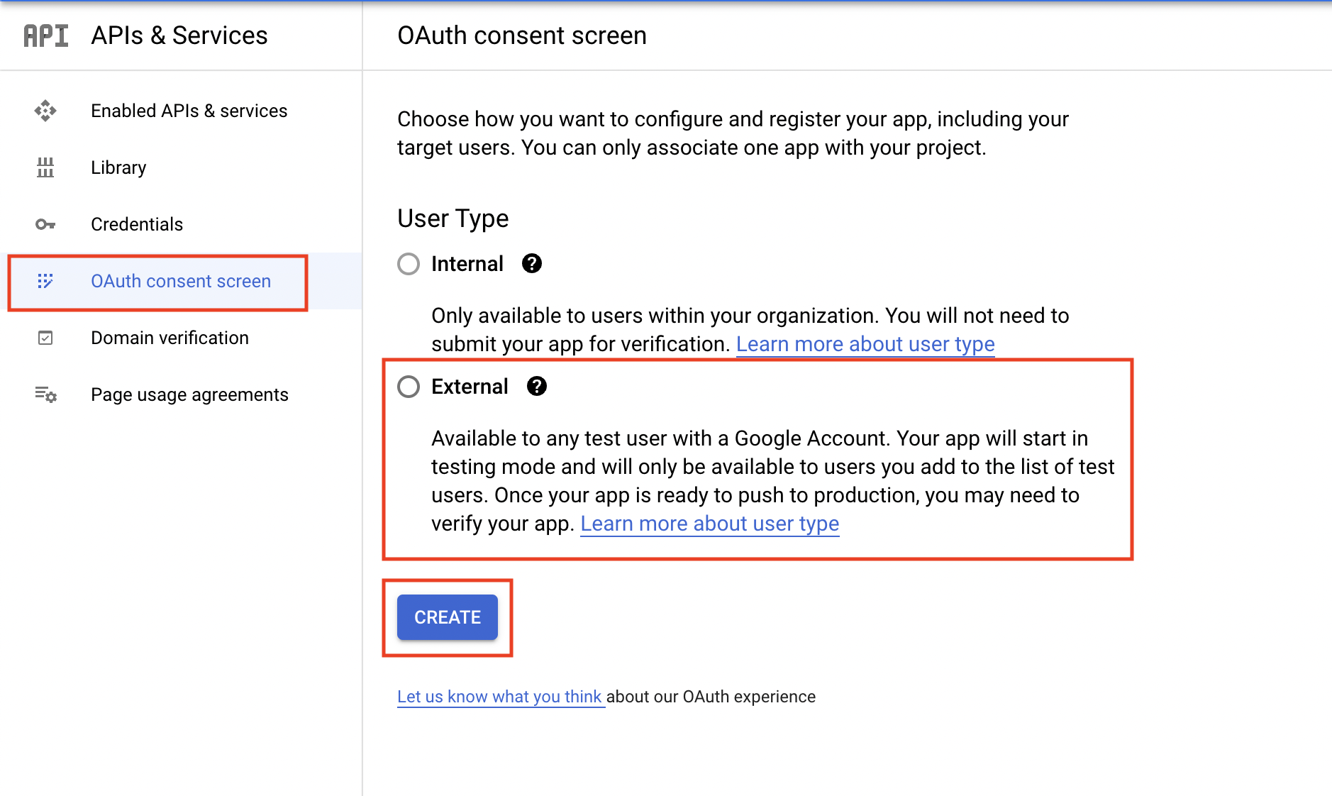 OAuth2 consent screen