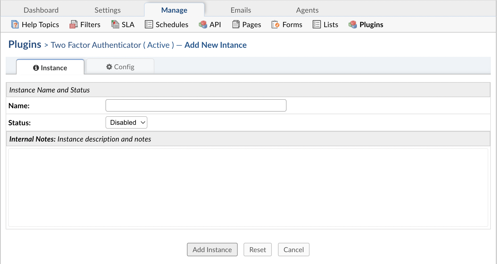 Add New Two Factor Authenticator Instance