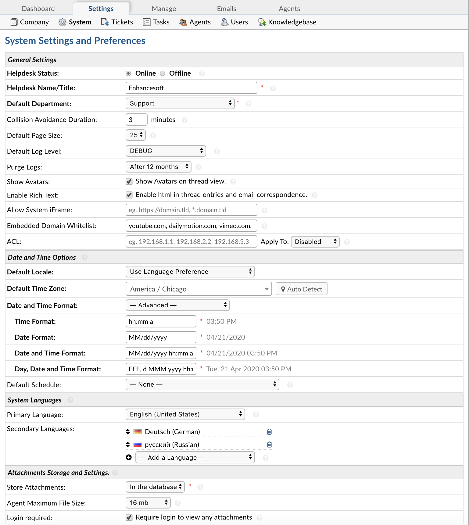 General Settings