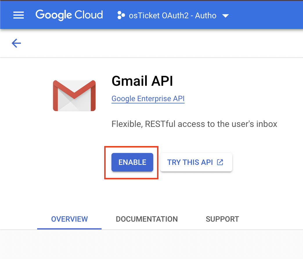 Gmail API Enable