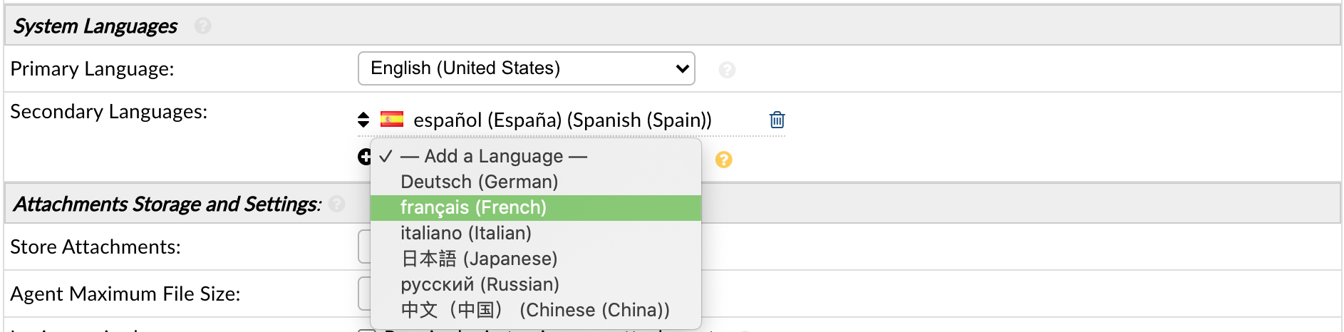 Selecting Secondary System Language