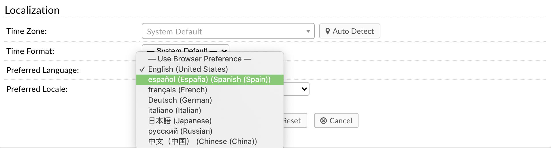 Agent Language Preference