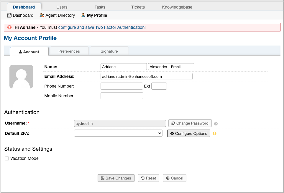 Configure 2FA