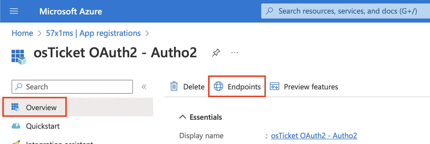 Endpoints button