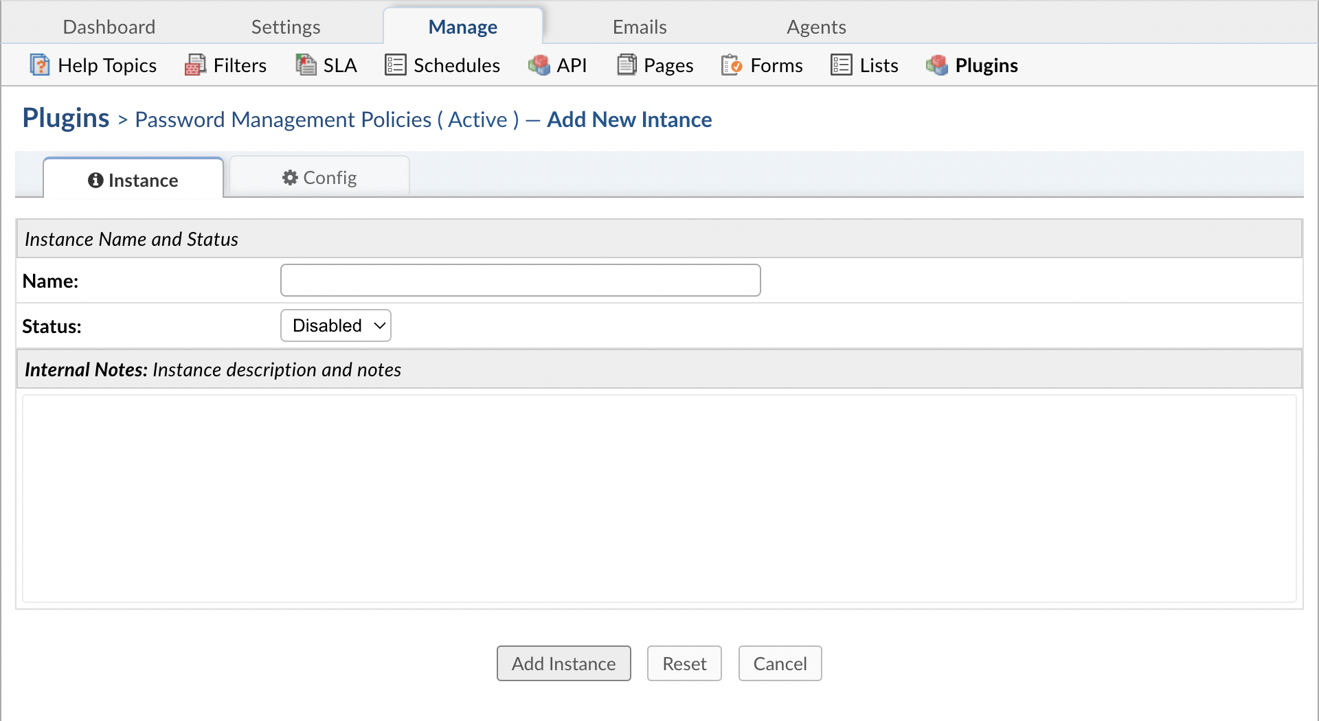 Password Management Policies Instances